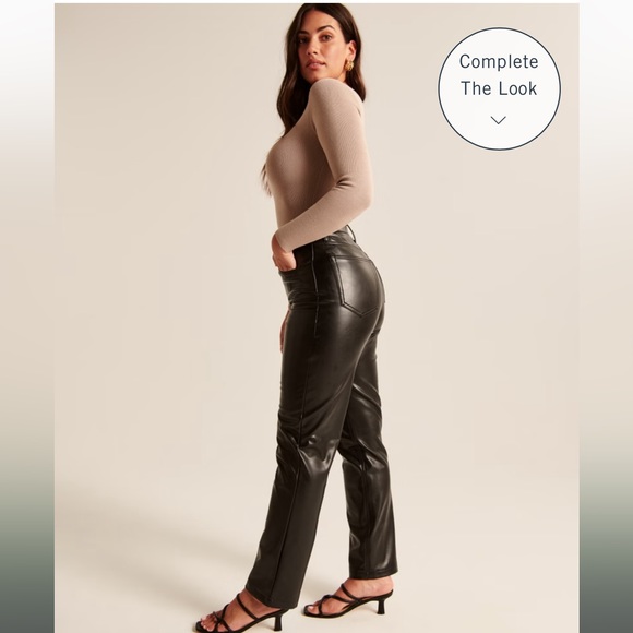 Abercrombie & Fitch Pants - Abercrombie & Fitch Curve Love Vegan Leather 90s Straight Pant
